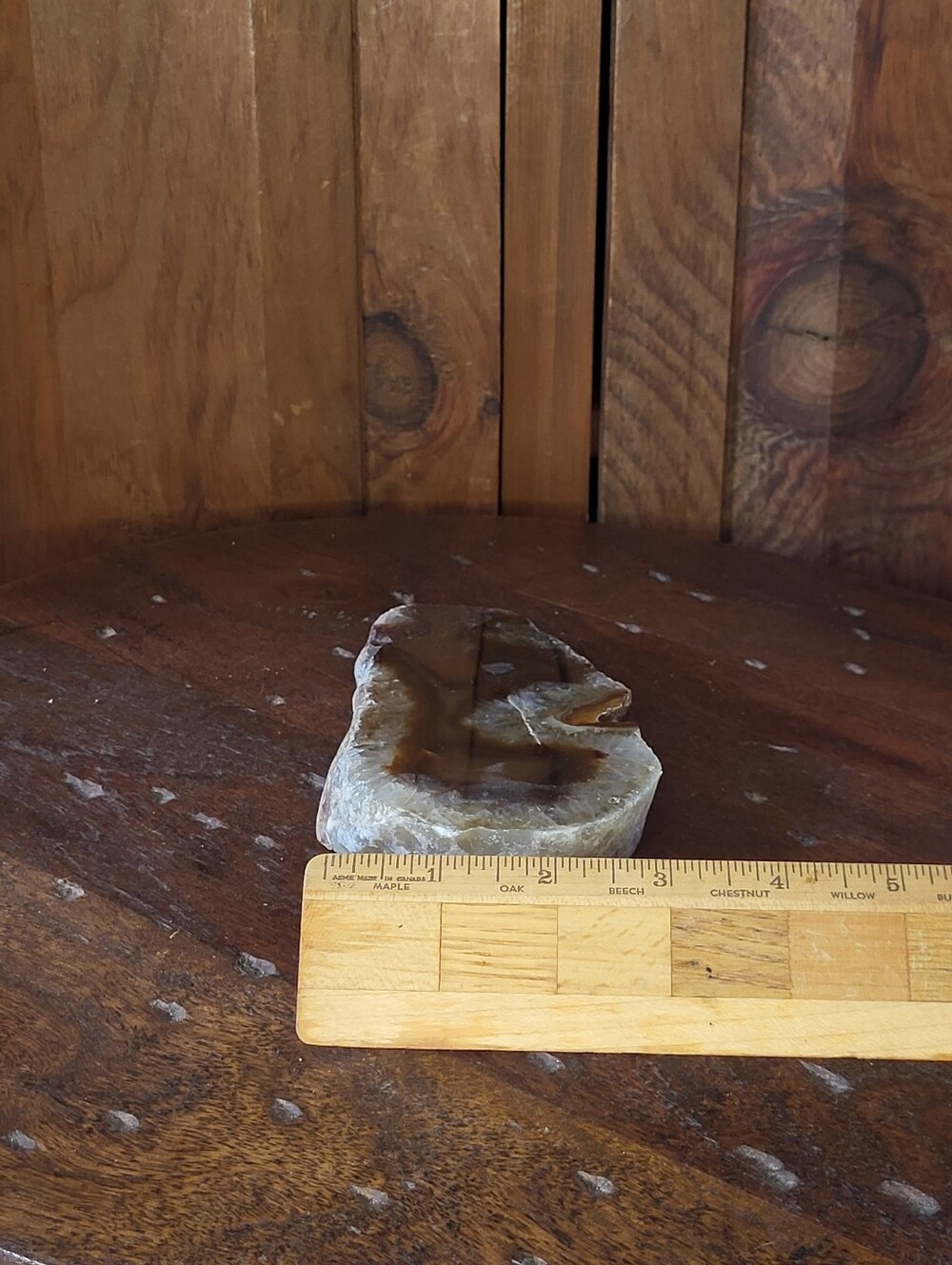 Polished Agate Geode Slice - Amber Brown Glow - Picture 11 of 12